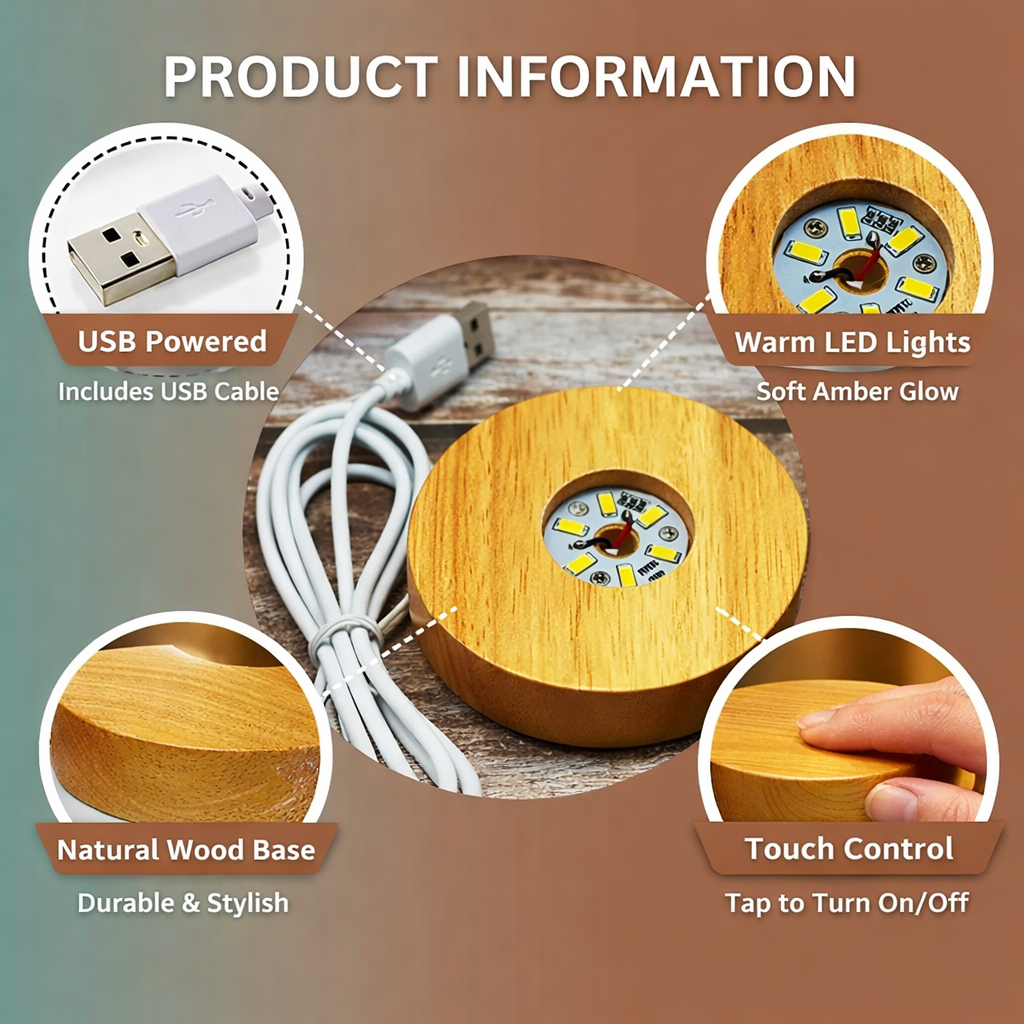 Lord Ganesh Ji Crystal Ball Lamp with Wooden Base